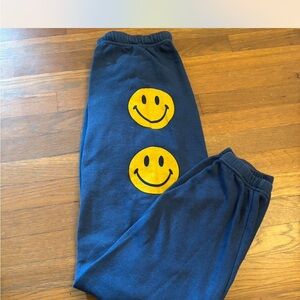 Aviator Nation Blue and Yellow Retro Smiley Joggers